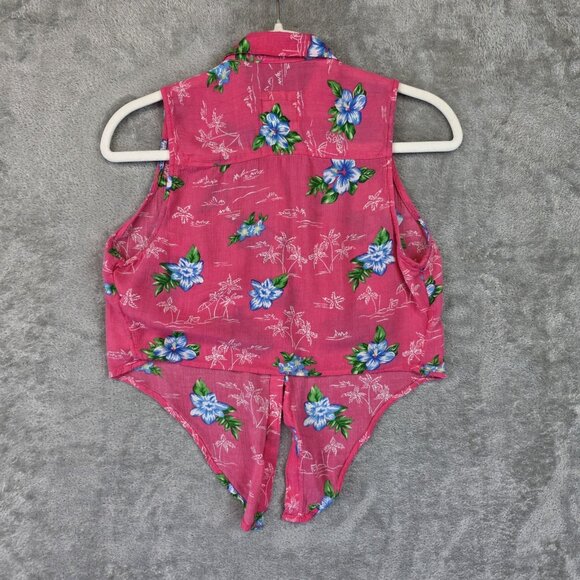 Hollister Shirt Womens Medium Floral Sleeveless Button Up Hawaiian Summer Top - Picture 7 of 7